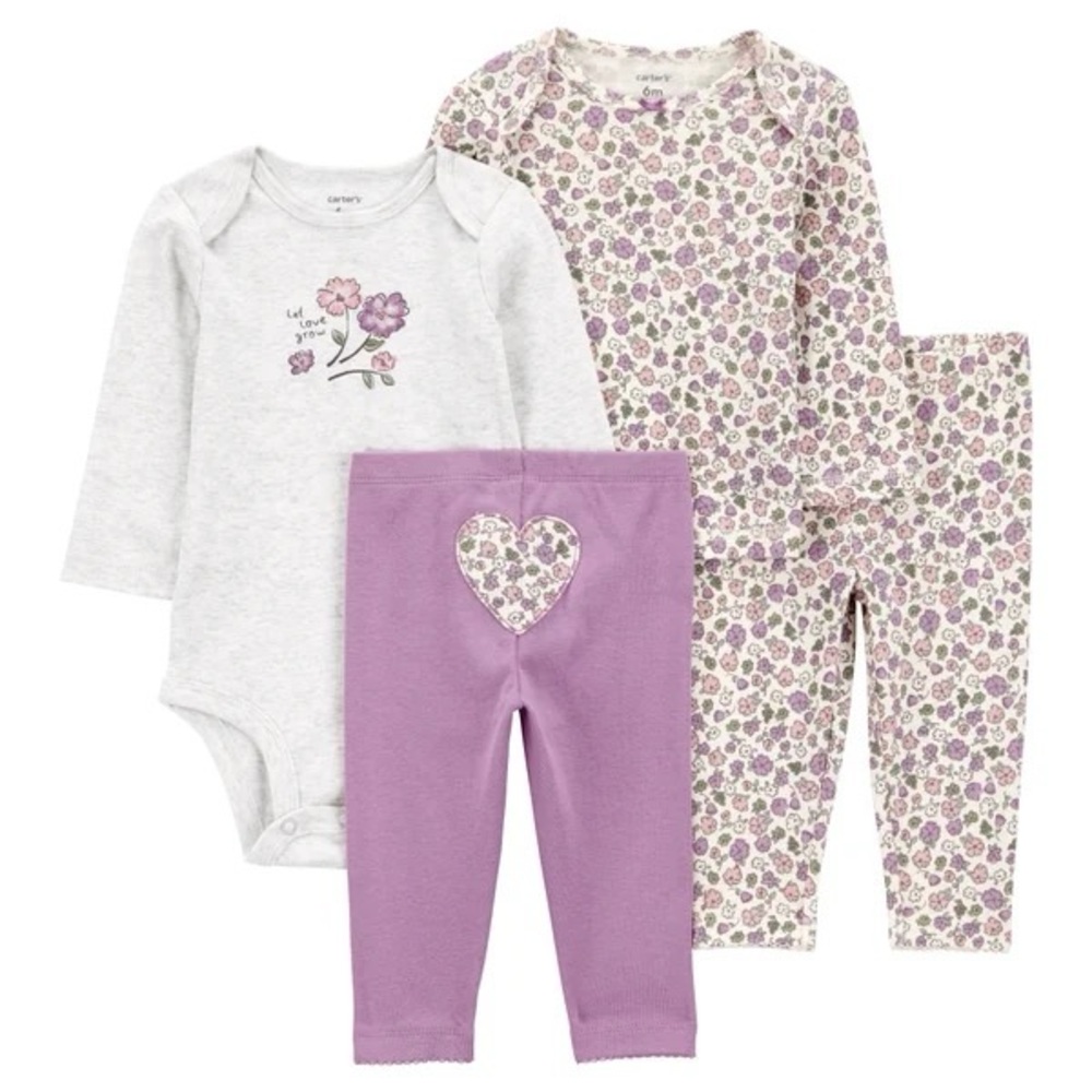 NWT Carter's Baby 4-piece Layette Set in Purple (Ditsy) Size 18M /‎ 12M